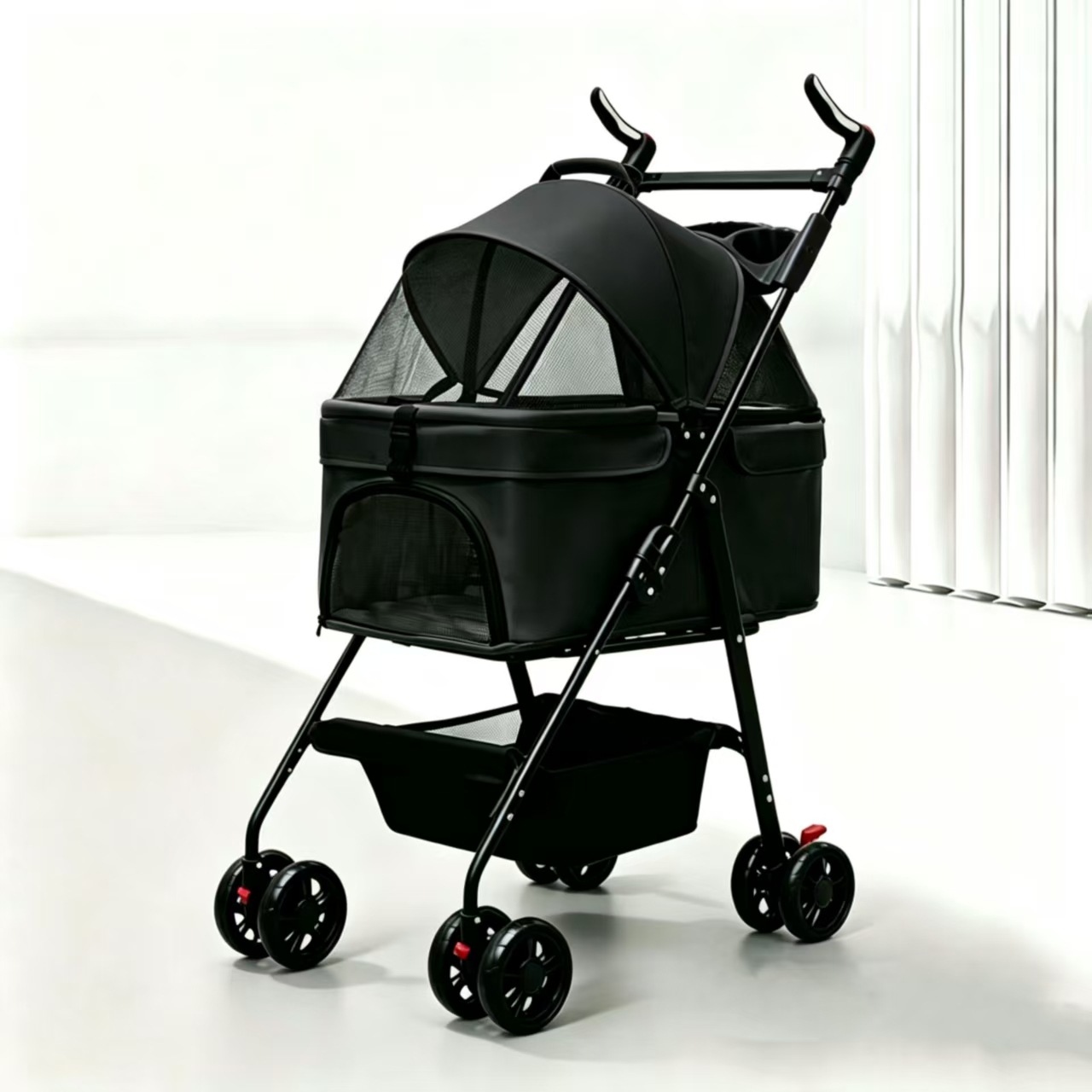 Cochecito Plegable para Mascotas de Metal, Plegable, para Exteriores