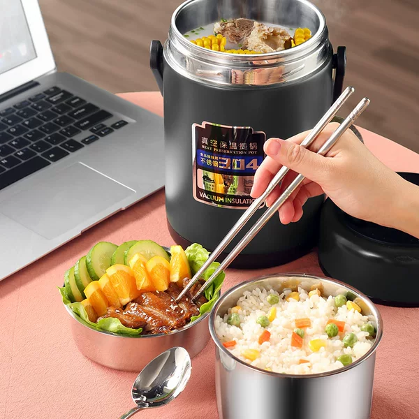 304 Stainless Steel Insulated Pot, Insulated Lunch Bucket for Students and Office Workers, Portable Insulated Container, Lunch Box, Large Capacity Lunch Box