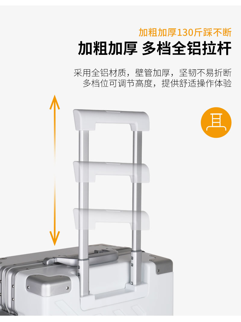 High-quality business trolley case, aluminum frame, sturdy and durable, stylish wheeled luggage for men and women, travel suitcase, combination lock