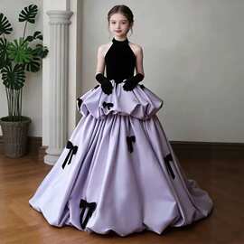 儿童礼服2026新款宴会裙高级感挂脖女童生日表演演出服女童连衣裙