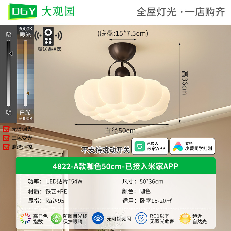 Lámpara de techo para dormitorio Grand View Garden, lámpara de dormitorio principal de estilo vintage con protección para los ojos, nueva lámpara creativa de estilo chino para sala de estudio, iluminación Zhongshan 274L.