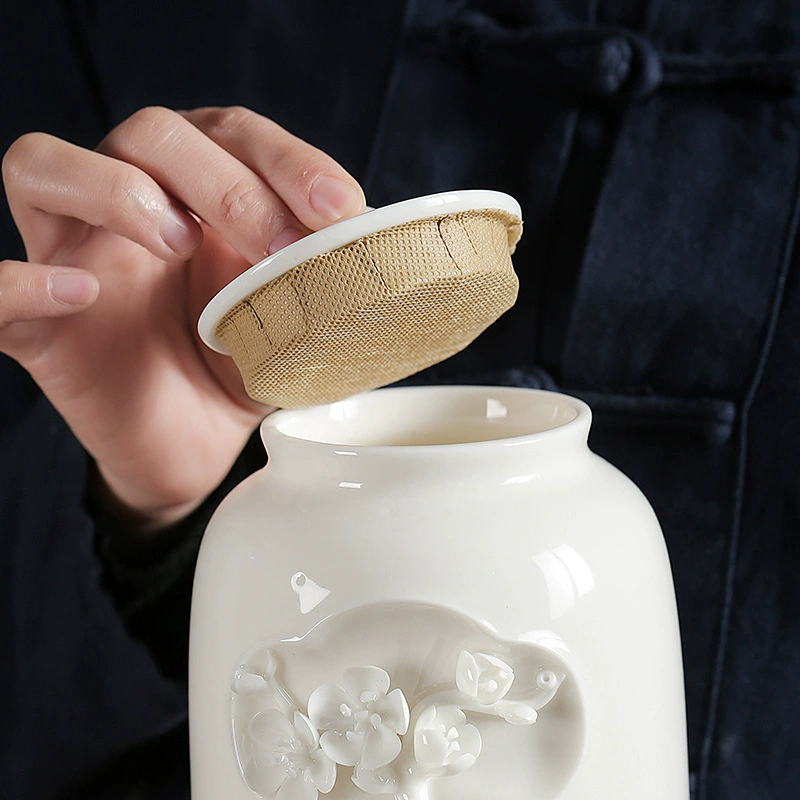 Керамика Jingdezhen ручной работы трехмерная рельефная любовь цветок банка Zen запечатанный банок для хранения искусство декоративные украшения