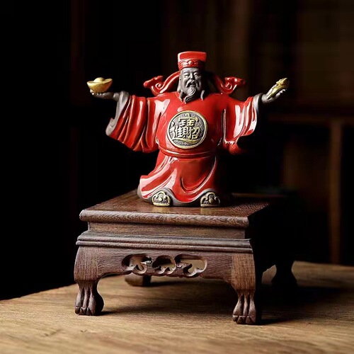 Chinese God of Wealth Ceramic Figurine for Home Living Room Entrance Office Attracting Wealth Worship Buddha Opening Business Gift Wholesale