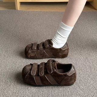 复古魔术贴内增高丑萌大头德训鞋子女2025春秋季新款爆款休闲鞋女
