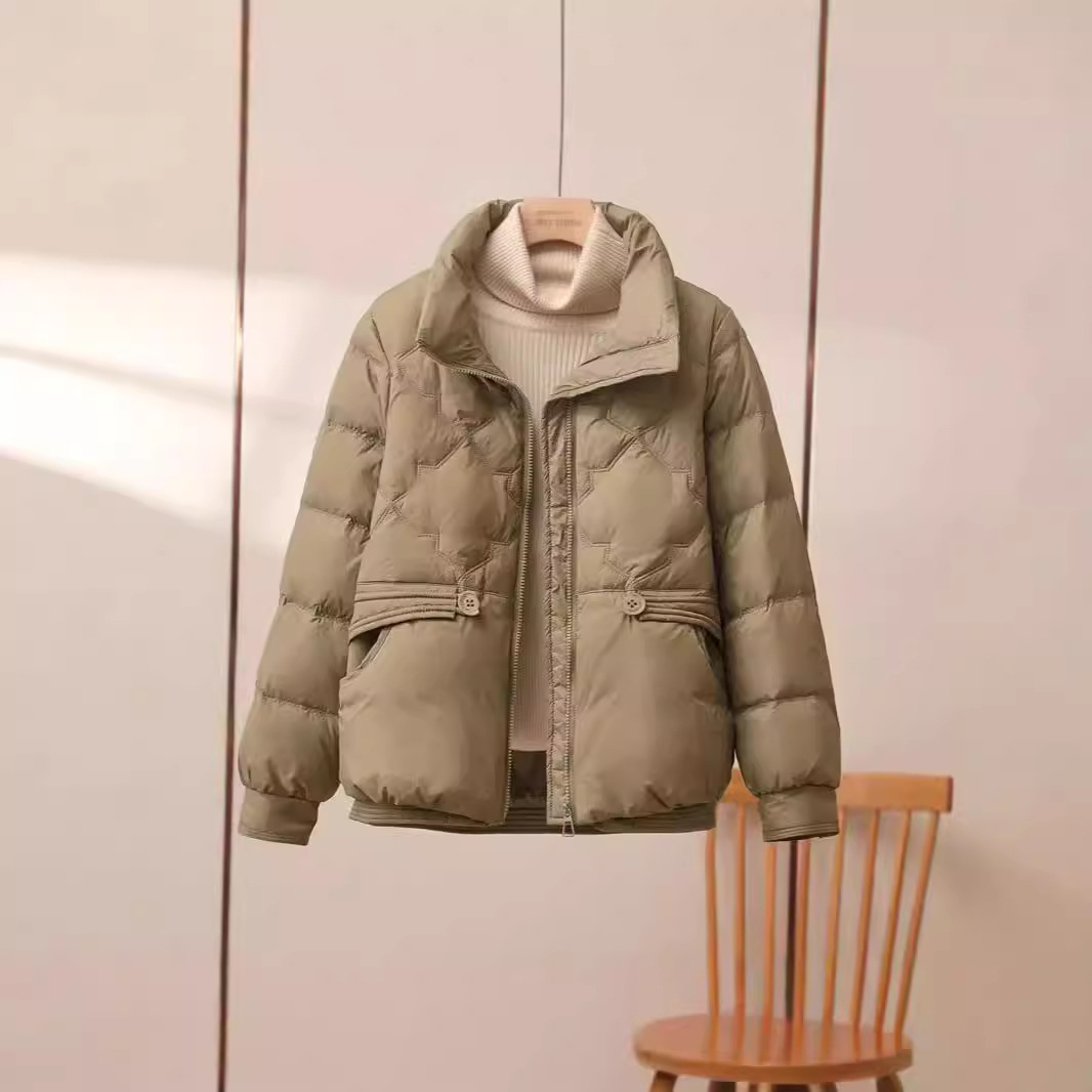 Women's Clothing down cotton jacket winter small cotton jacket stand collar versatile short cotton jacket thickened coat_voghion.com