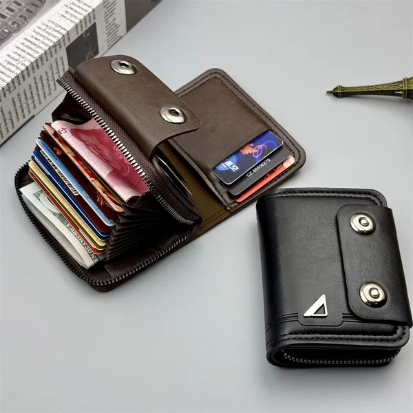 Cross-border new men's organ card bag double-button wallet large capacity fashion card storage bag AliExpress explosion manufacturers