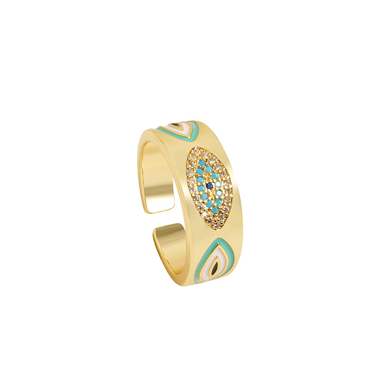 Nuevos productos transfronterizos de oro de arena de 18 quilates de ojos de diablo anillo de anillo de nicho femenino simple joyas de estilo europeo y americano al por mayor