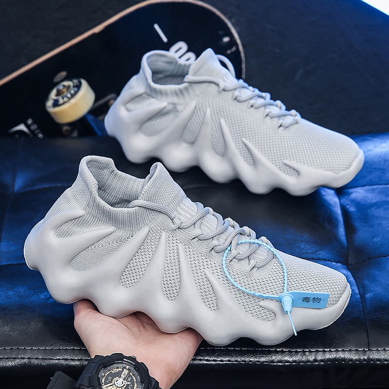 2025 nuevos zapatos deportivos casuales de pulpo tejido volador zapatos de pareja de moda coreana calcetines volcánicos transpirables zapatos de hombre image 5
