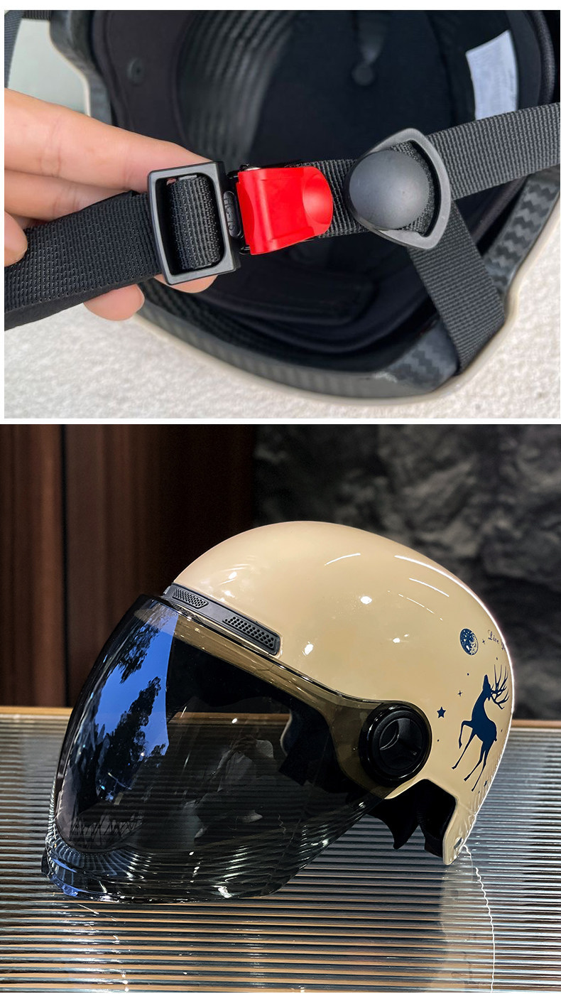Chengye Xiaolu Electric Vehicle Helmet, Unisex Motorcycle Safety Helmet, Battery-Powered, Sun Protection, Breathable, 3C Certified