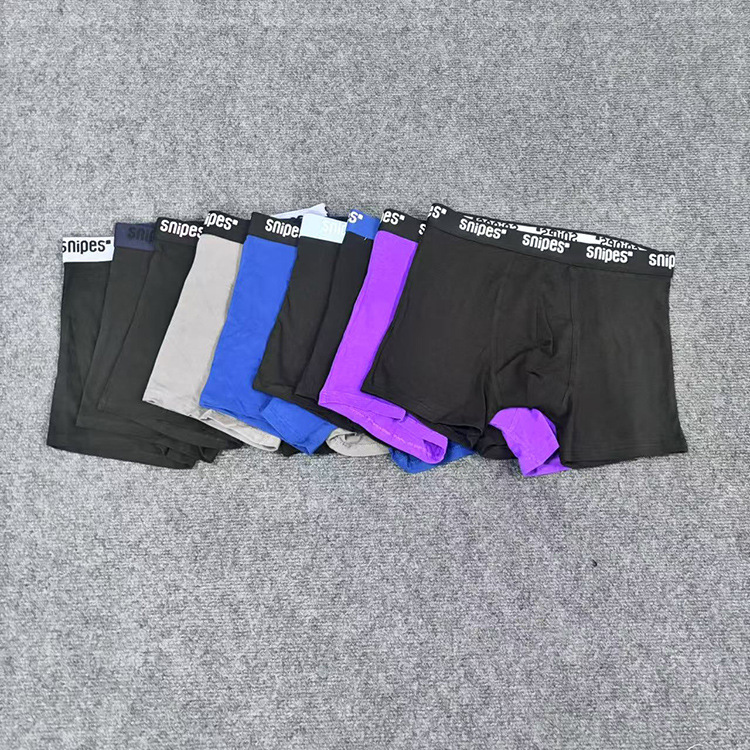 European and American Foreign Trade Single Men's Comfortable Boxer Shorts Solid Color Men's Loose plus size Boxer Panties Letter Side Underpants