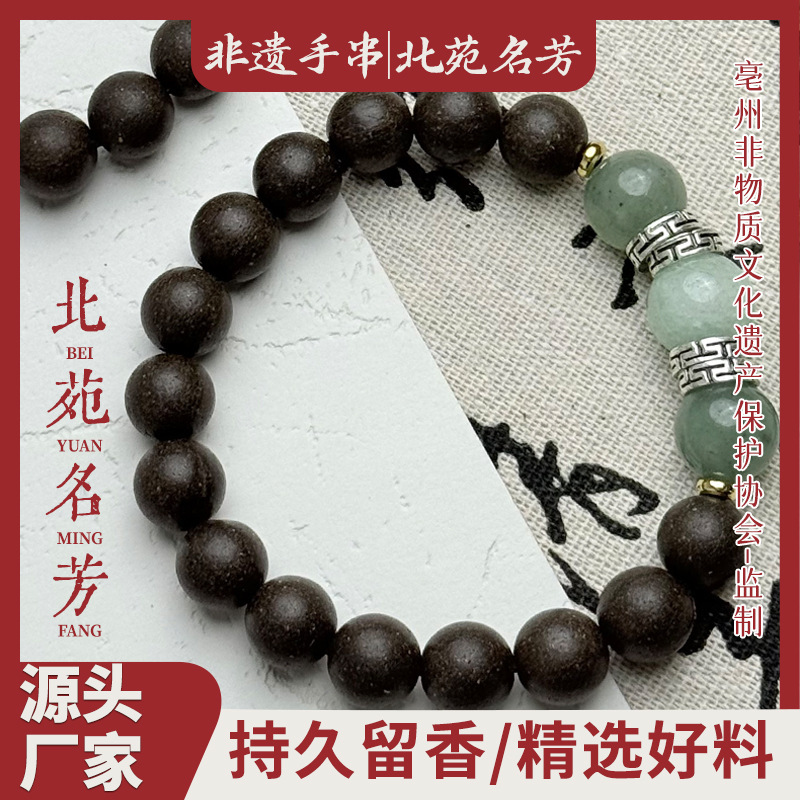 北苑名芳玉兰合香珠手串定制南极庆寿西斋雅意黄财神药香手串批发|undefined