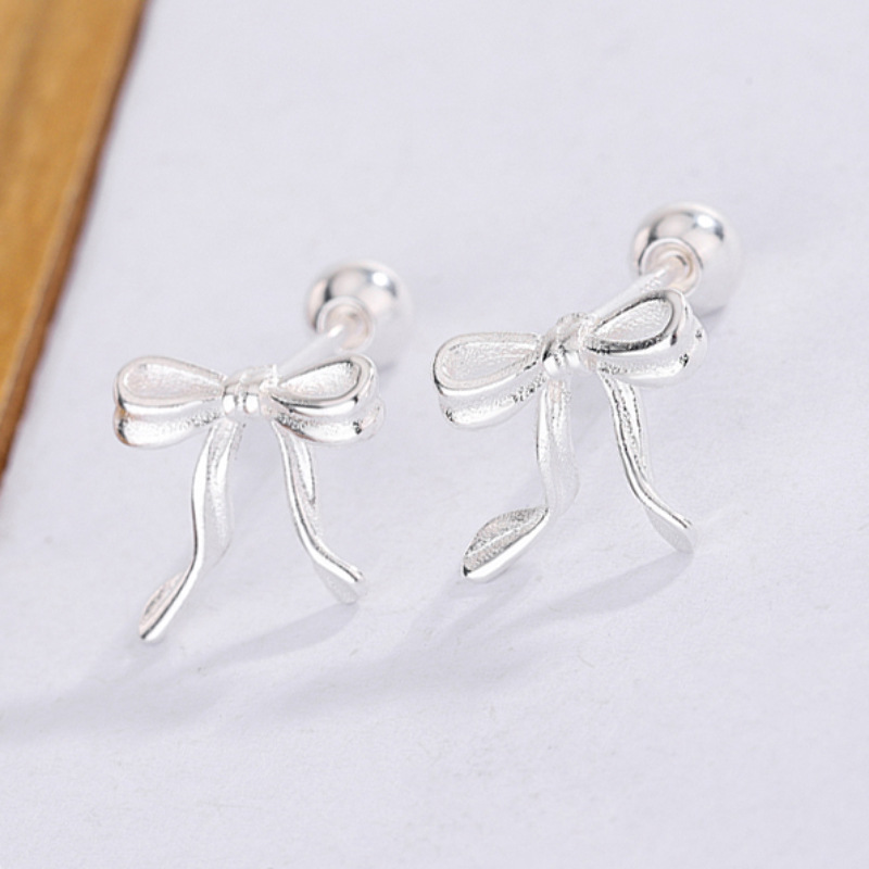 韓版精緻小巧蝴蝶結耳釘女簡約百搭學生耳環日常通勤耳飾批發