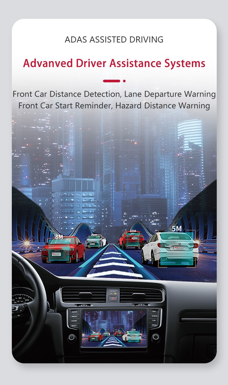 Cross-Border Popular Car Dashcam with Adas, Android Universal Dashcam, Hidden Car Recorder