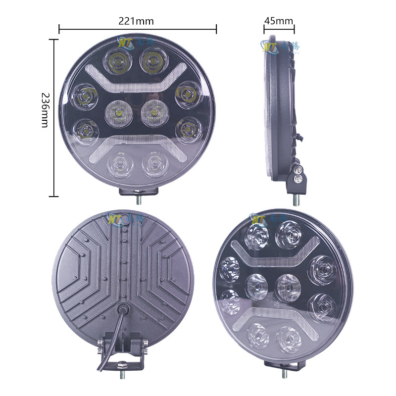 Transfronterizo de 9 pulgadas redondo transformado luz 120W Euroca foco de camión SUV luz de conducción blanco amarillo LED foco