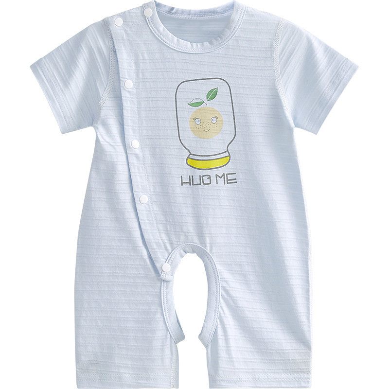 Mono de bebé verano para hombres y mujeres para niños pequeños, mampara de entrepierna abierta de manga corta delgada de algodón puro, ropa de verano para bebés, ropa para recién nacidos image 6
