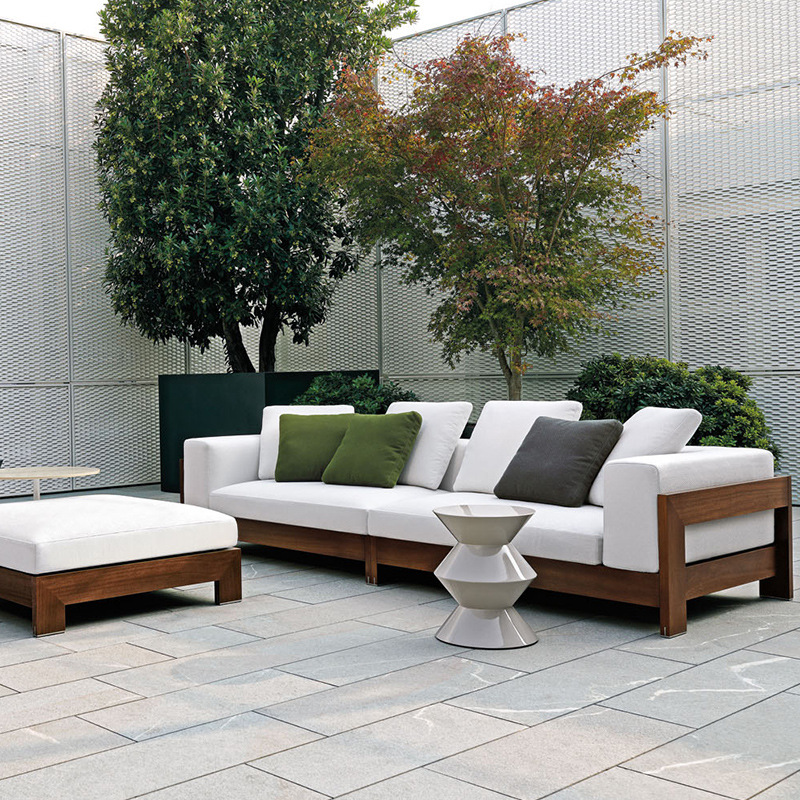 Sofá al aire libre villa al aire libre Hotel Patio jardín teca ocio combinación protección solar sofá impermeable muebles de madera maciza