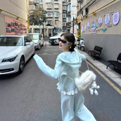 韩系连帽卫衣外套女春秋2025新款女装慵懒风穿搭夹克开衫短款上衣