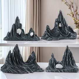 创意鱼缸造景家具摆件酒店装饰摆盘树脂工艺品假山仿真石头山景