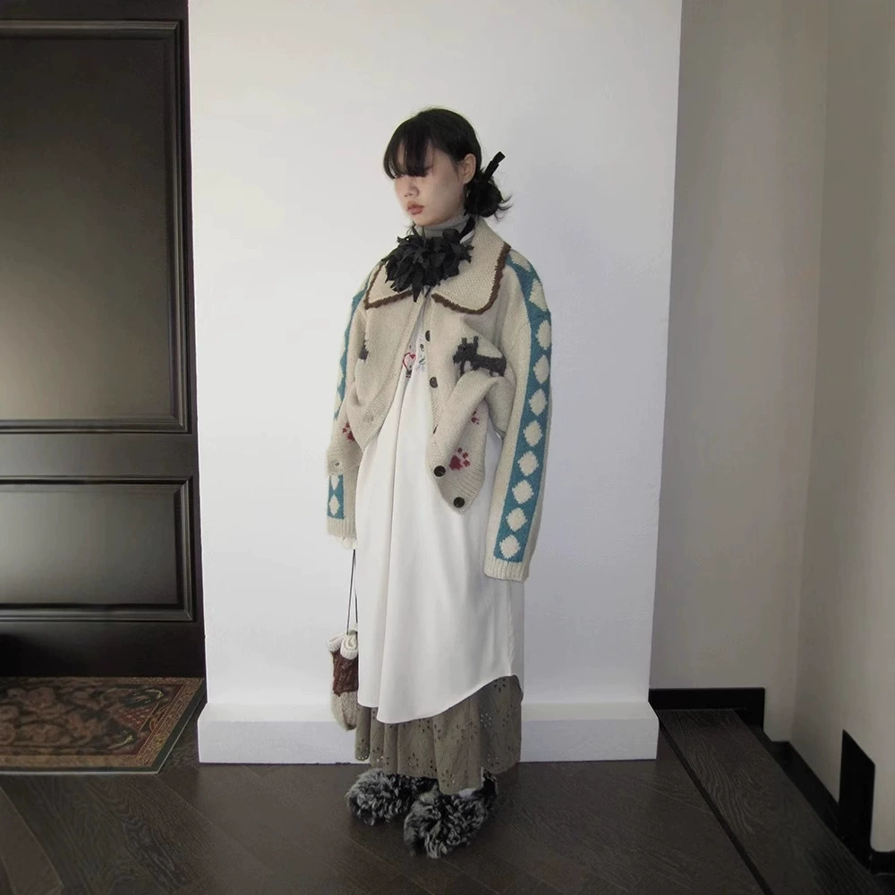 Sweater, jacket, retro cardigan, 2024 years