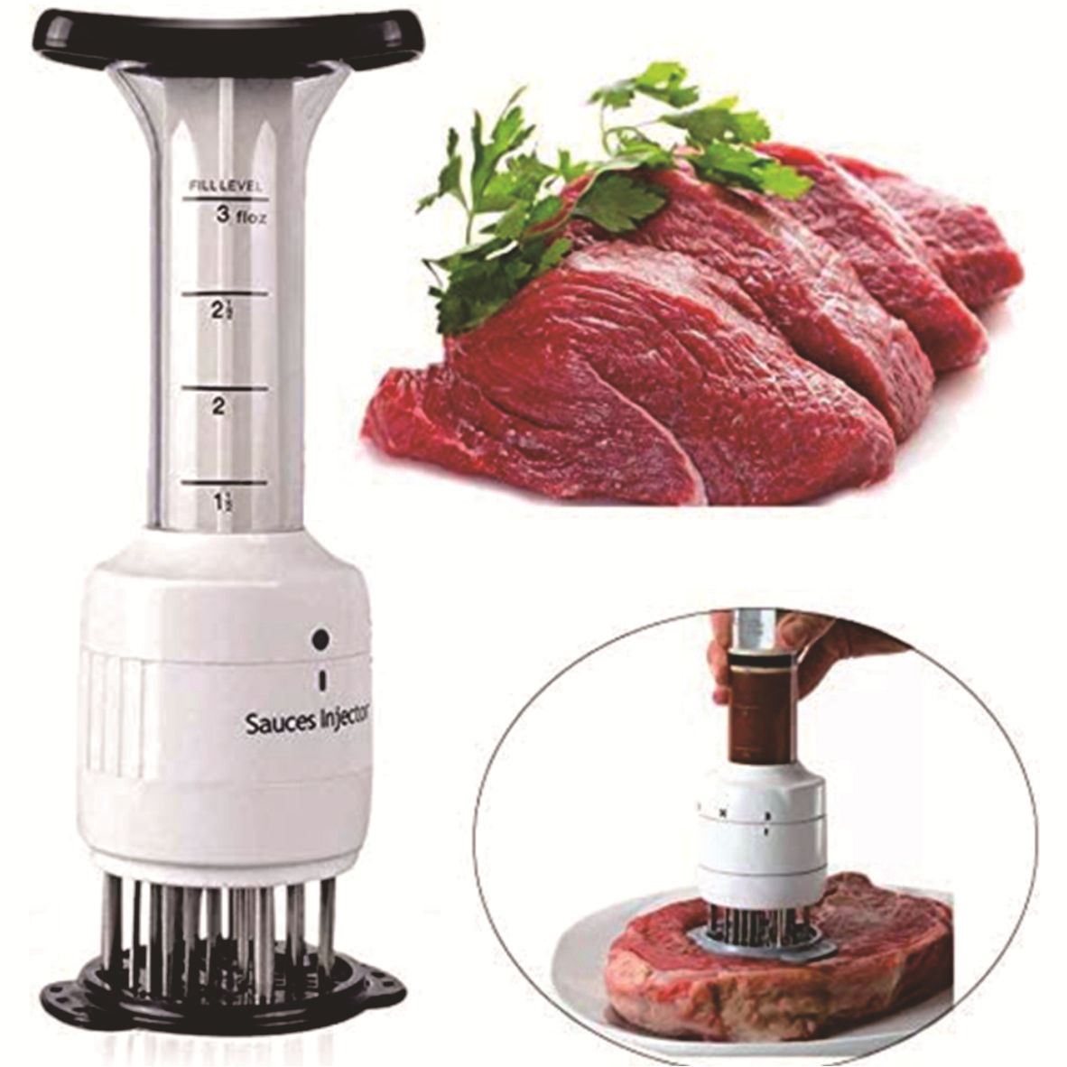 跨境针筒式肉排注射器注入式嫩肉牛排针松肉器厨房小工具