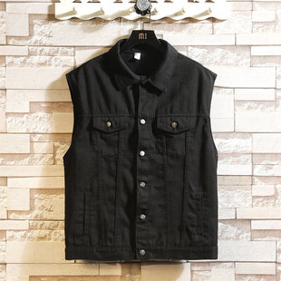 Autumn 2024 new Denim vest men's loose sleeveless waistcoat Hong Kong style Joker jacket a generation of hair