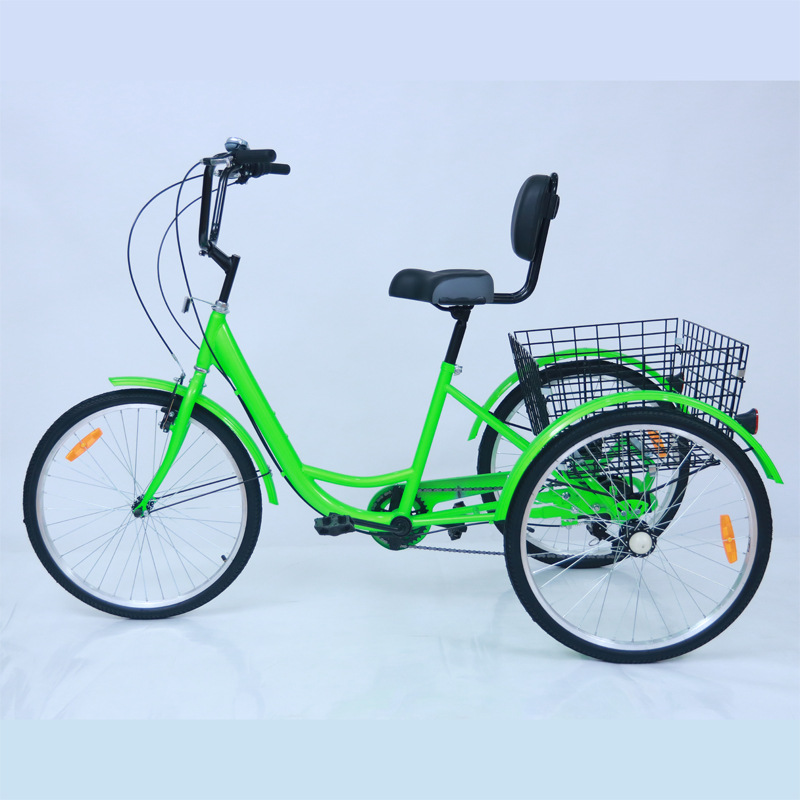 跨境批发24寸人力三轮车源头工厂7速脚踏三轮车人力三轮车自行车