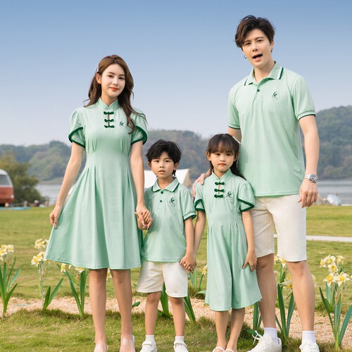 Parent-child cheongsam  new summer dress mother-daughter dress girls dress improved Chinese style short-sleeved national trend Hanfu