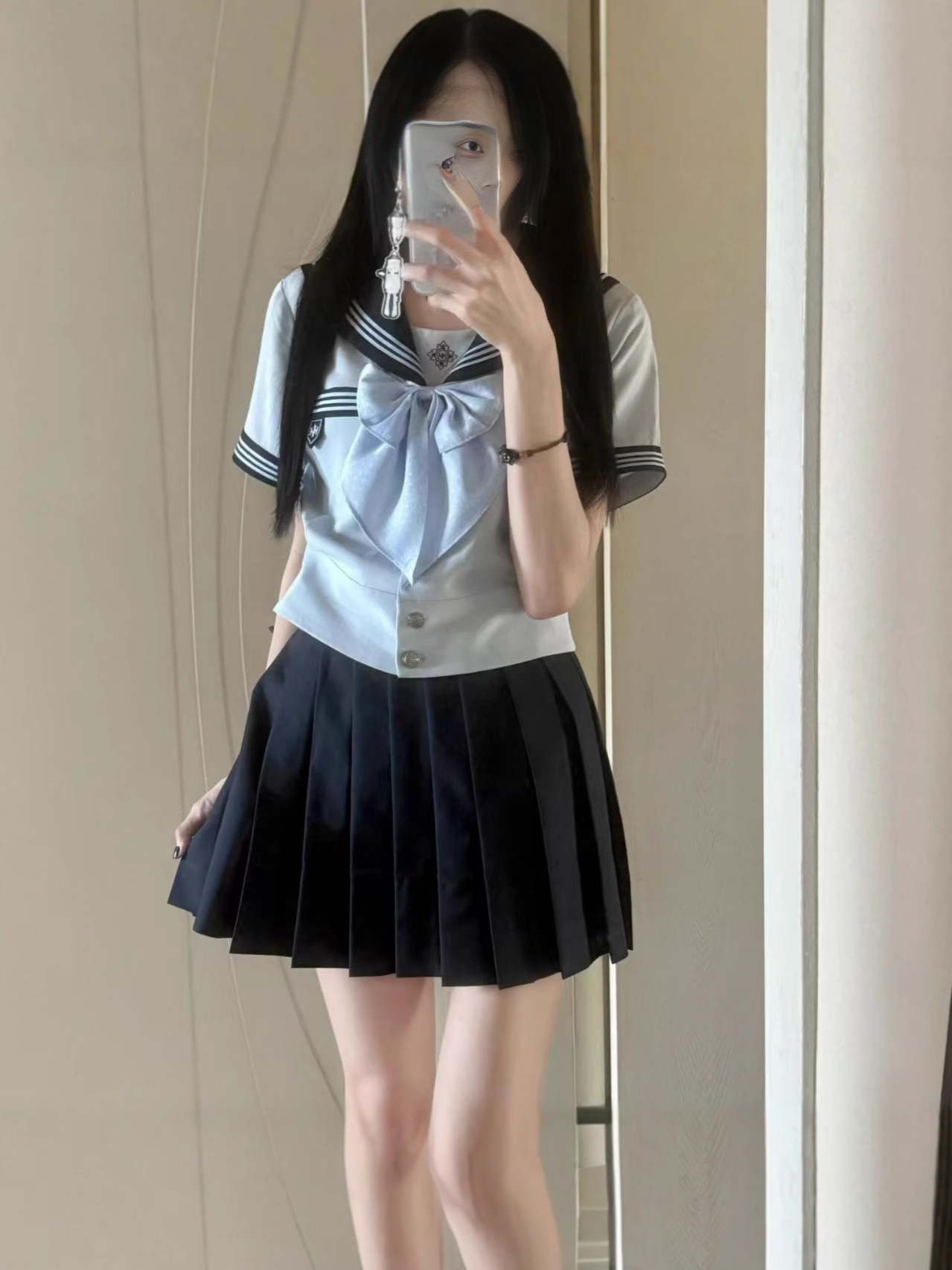 Autumn genuine brace, student pleated skirt, set