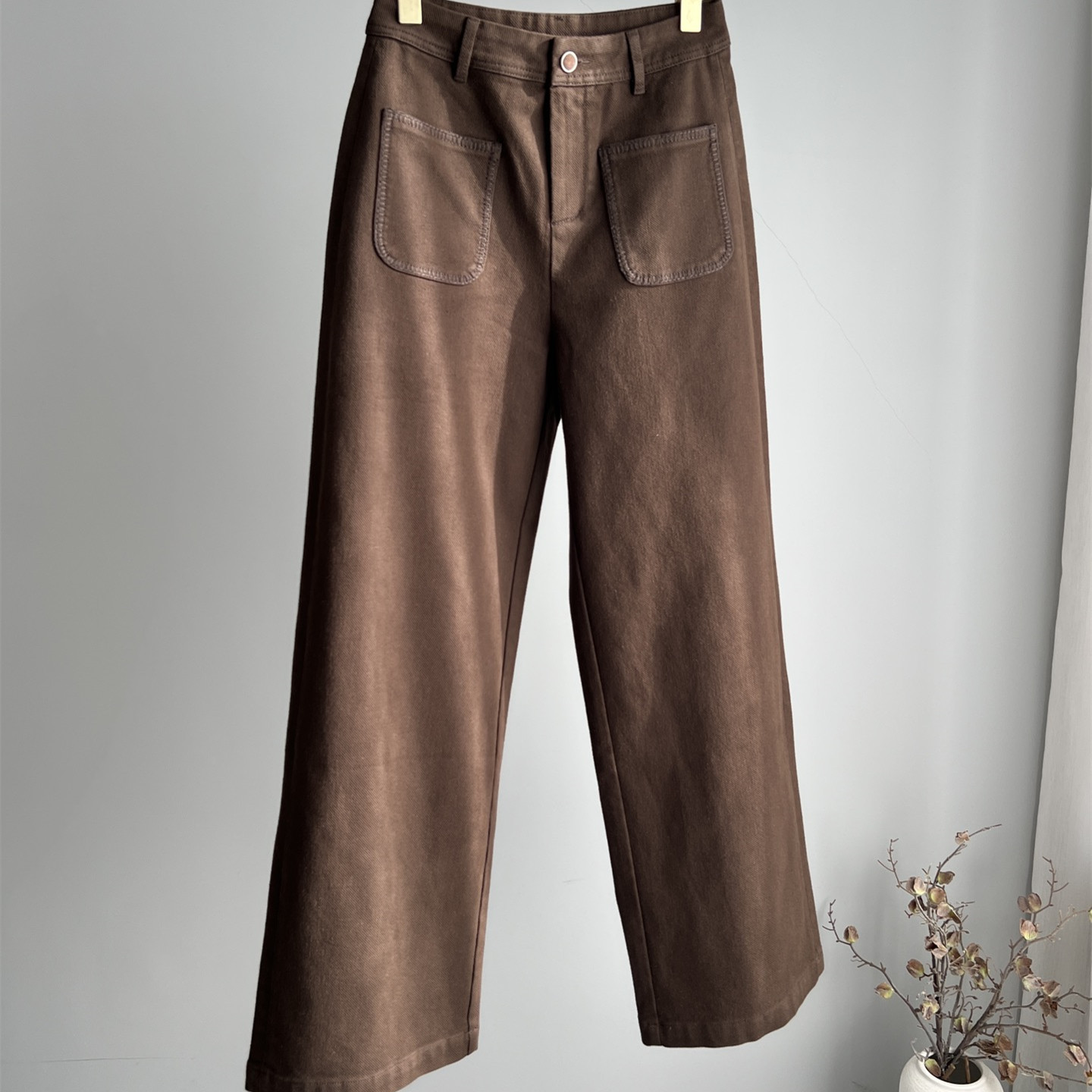 P199298Nn Autumn/Winter New Four-Pocket Fleece-Lined Straight-Leg Jeans Versatile Slimming Casual Stretch Pants