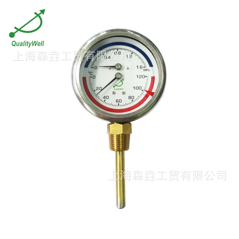 80mm�������¶�ѹ��һ��� ����ͭ���¹� 0-120�� 0-16bar WHT-7