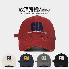 美式做旧磨破字母棒球帽女街头百搭显脸小鸭舌帽情侣出游遮阳休闲