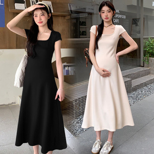 Real shot spot video summer new pendant temperament dress square collar knitted dress