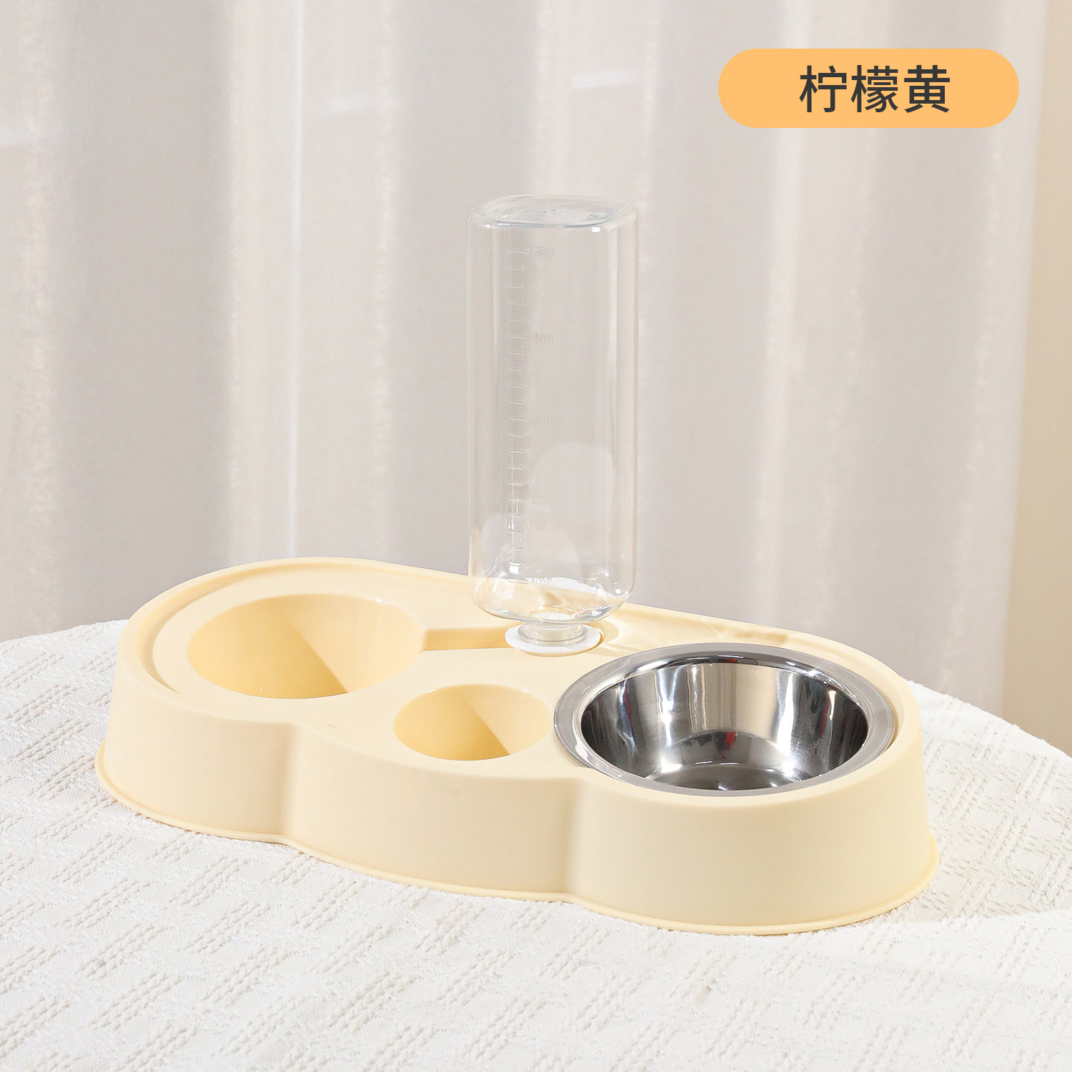 Cat Bowl Spot Portable Pipi Tao Little Cloud Combinación de acero inoxidable Tazón doble para mascotas Alimentación Agua Tazón para mascotas