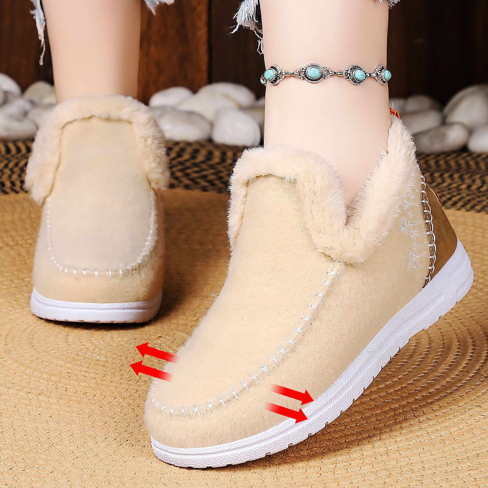 Zapatos de algodón de mujer procesamiento personalizado botas de nieve de tamaño grande botas de algodón grueso botas de moda botas de algodón cálidas