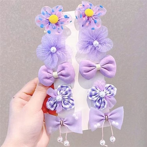 Korean children's bow hair clip fabric flower hair clip children's hair accessories non-irritating BB clip mesh headband wholesale