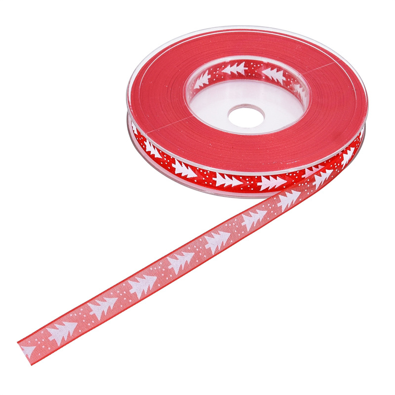 Navidad transfronteriza ribbon decoración de pastel impresa ribbon de árbol de Navidad gaza caja de regalo material ramo