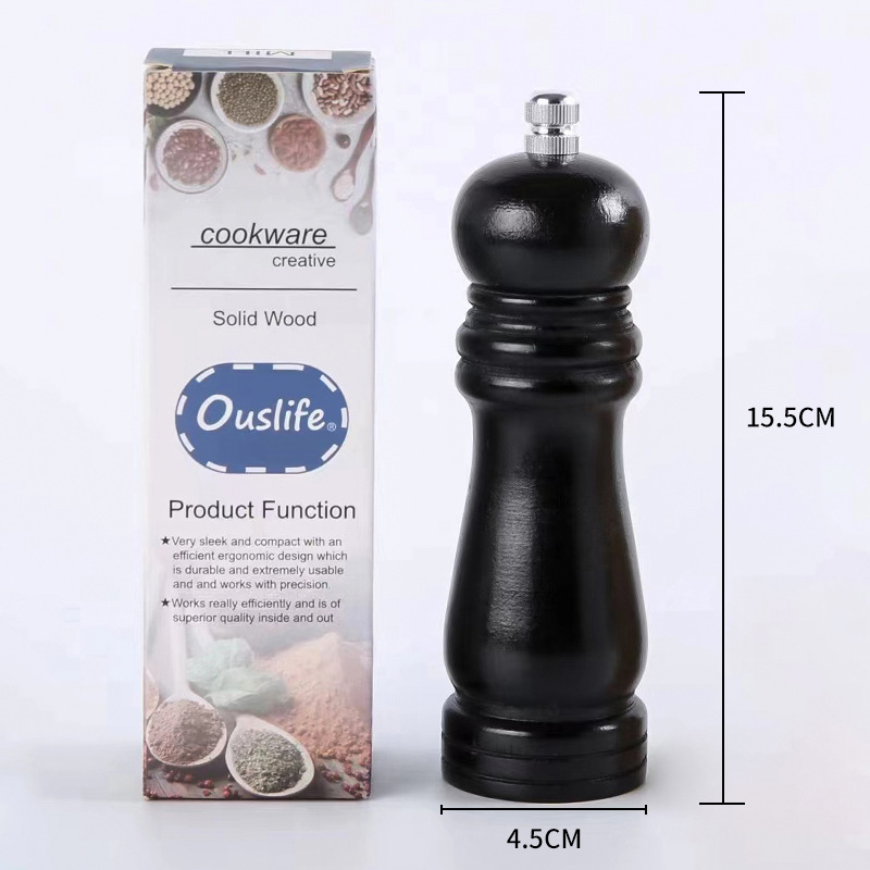 Molinillo de madera de madera real multifunción manual molinillo de pimienta negra molino de especias botella de condimento de cocina