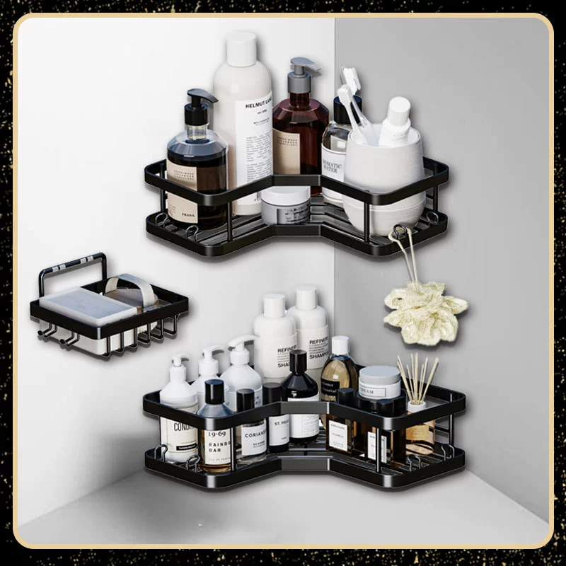 Strict selection of bathroom shelves, hand -toilet, bathroom wall, free punch shower room wall -mounted storage shower gel triangle