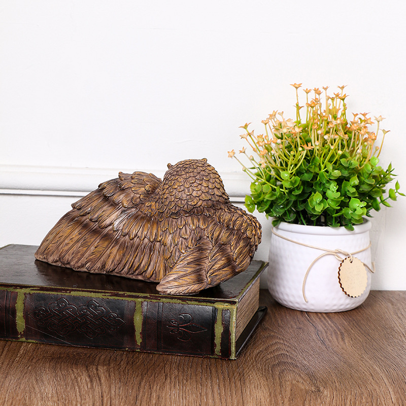 Resina de búho artesanía de resina decoración de vestíbulo decoración de dibujos animados estadounidenses tallado de animales decoración de la sala de estar