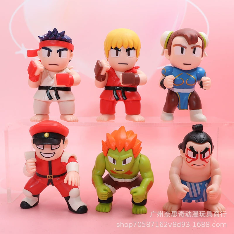 6 фигурок Street Fighter версии Q Chunli Ken Gulie Long Vega Fighter, игрушечная модель, кукольные украшения