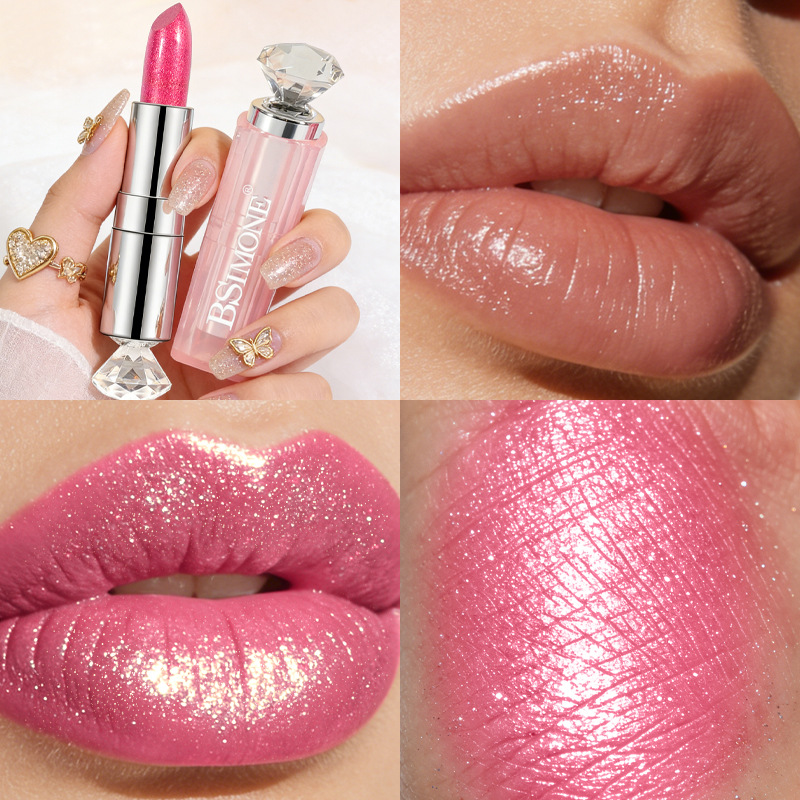 Lápiz labial metálico perlado de 8 colores, iluminador con brillo de diamante, fácil de aplicar, hidratante, de larga duración, venta al por mayor.