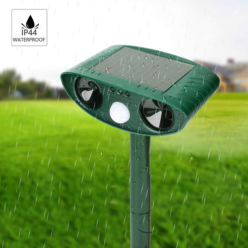 Multi-functional outdoor solar ultrasonic animal deterrent repeller for rats, birds, cats, and dogs