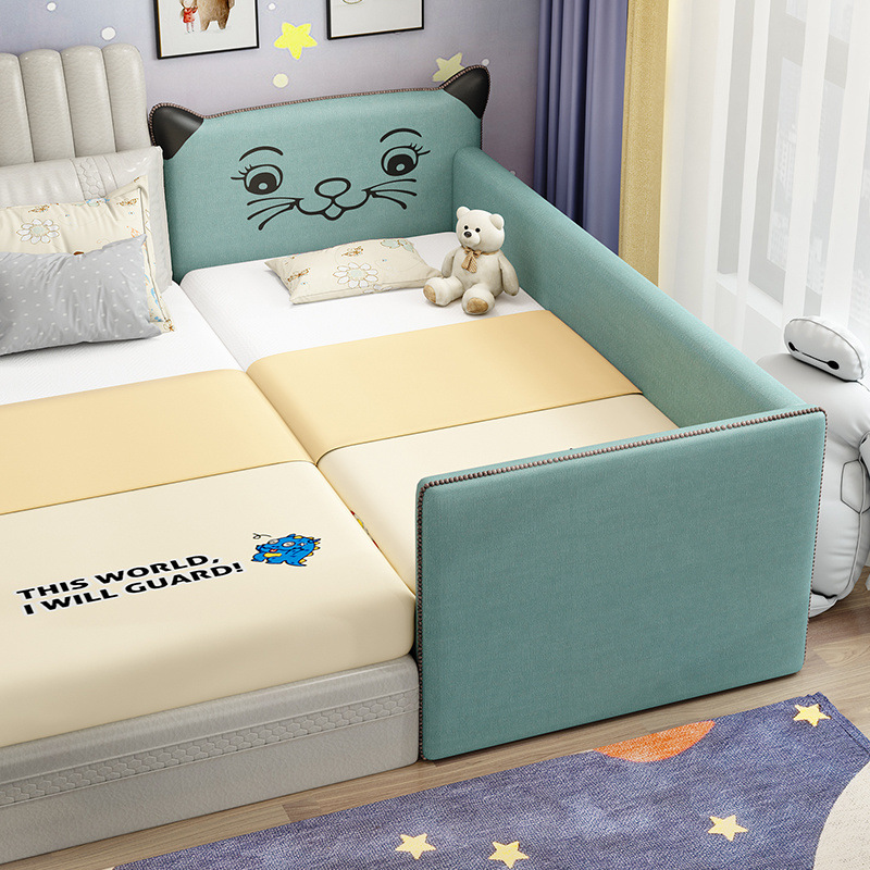 Cama ampliada para niños cama de empalme cama grande cama ampliada para bebés cama de empalme con barandilla de madera maciza cama de lado de la cama única cama cama para niños