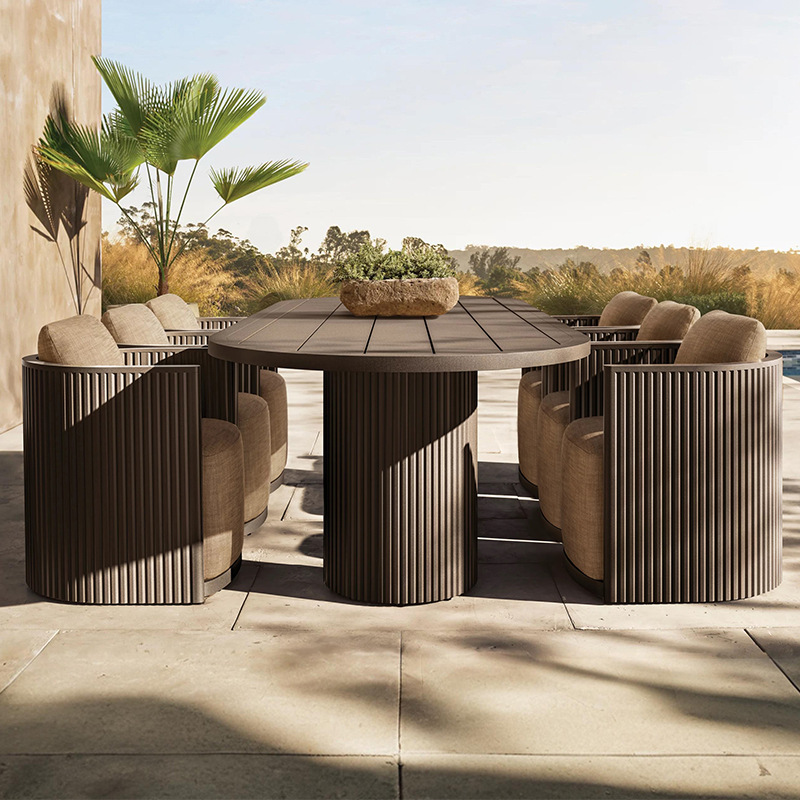 Mesa y silla de teca al aire libre de alta gama patio jardín balcón impermeable solar hotel terraza terraza ocio mesa de madera maciza
