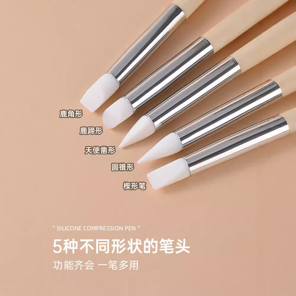 Nuevo palo de tronco pequeño cabeza de silicona estampado en polvo estereoscópico pintado multifuncional para principiante manicuría especial