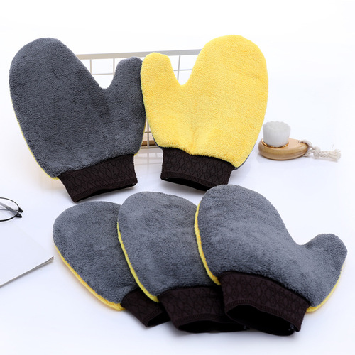 Coral Plush Thick Bear Palms Car Wash Gloves Beauty Car Wash Gloves Thumb Gloves Home Car Cleaning Supplies