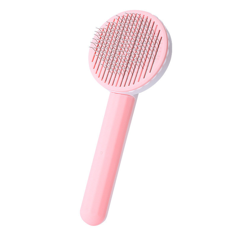 Nuevo peine de alambre de acero redondo de una sola cara macaron color masaje flotante depilación gato autolimpiante aguja peine para mascotas al por mayor