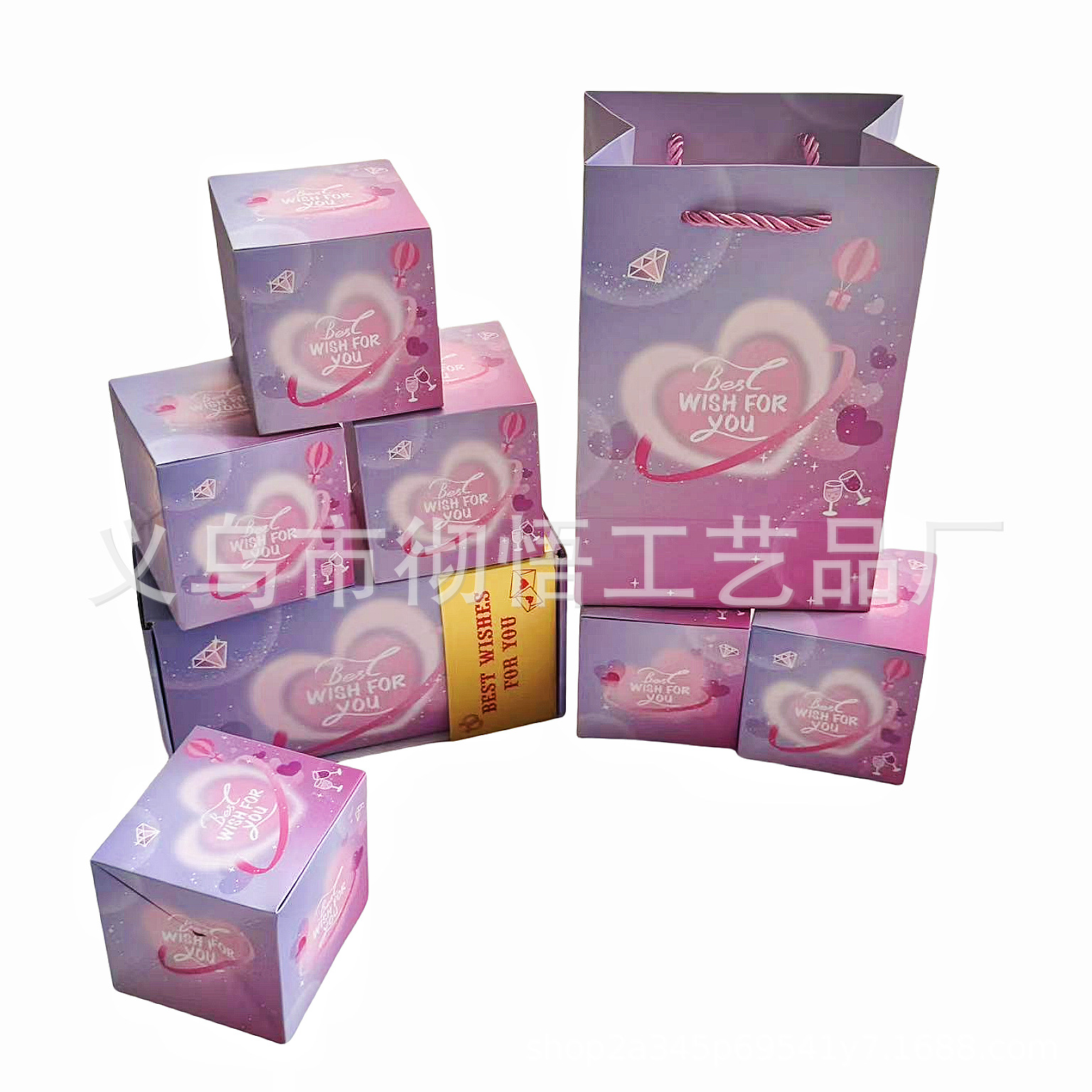 핑크 PURPLE DIAMOND 최고의 WISHES; 10 조각 바운스 박스 선물 가방