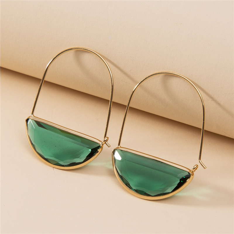 8g Weight 1 Pair Fashion Semicircle Crystal Women's Earrings