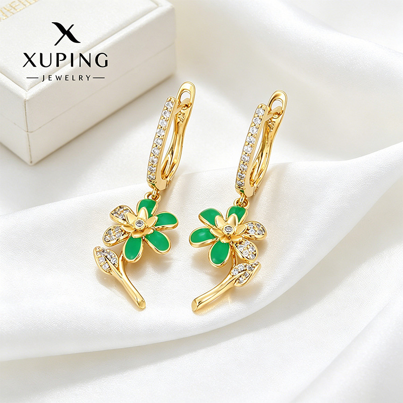 Xuping nicho de diseño de orejas con bordillos de flores de aleación de cobre chapado 14k color europeo y americano personalidad transfronteriza orejas al por mayor mujeres